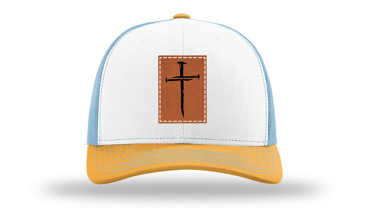 3 Nails Cross Leather Patch Richardson 112 Hat