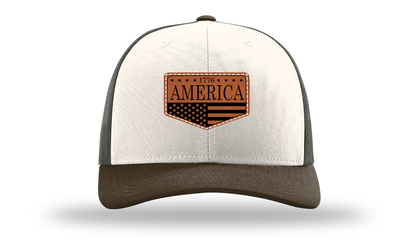 1776 America Leather Patch Richardson 112 Hat-Cream / Gray Brown / Brown