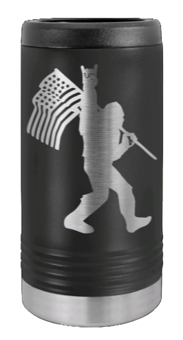 Squatch Flag Laser Engraved Slim Can Insulated Koosie
