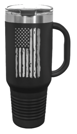 Distressed Flag 40oz Handle Mug Laser Engraved