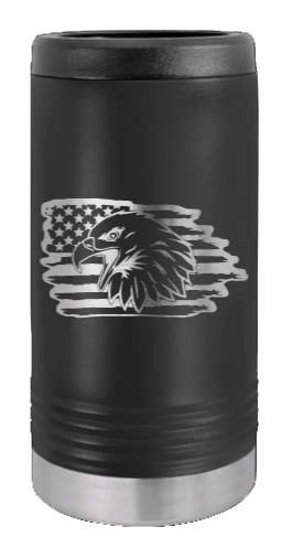 Eagle Flag 2 Laser Engraved Slim Can Insulated Koosie