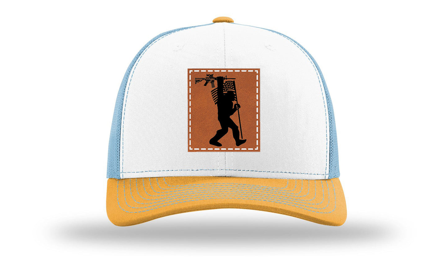 Sasquatch AR Flag Leather Patch Richardson 112 Hat
