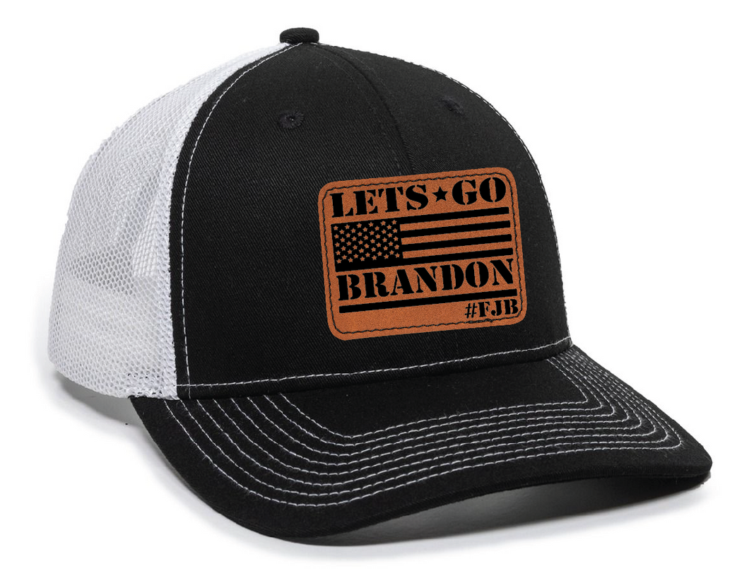 Lets Go Brandon Flag Leather Patch Hat