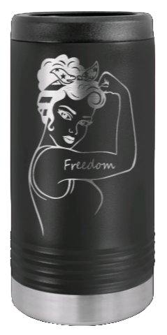 Freedom Girl Laser Engraved Slim Can Insulated Koosie