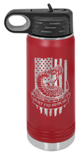 Load image into Gallery viewer, Don&#39;t Tread On Me Snake Laser Engraved Water Bottle (Etched)
