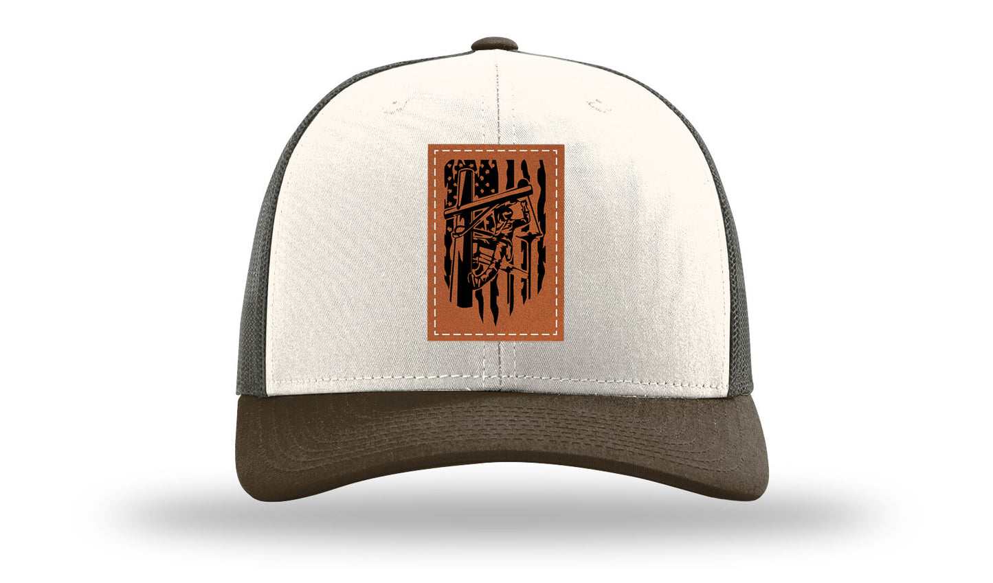Lineman Work Leather Patch Richardson 112 Hat-Cream / Gray Brown / Brown