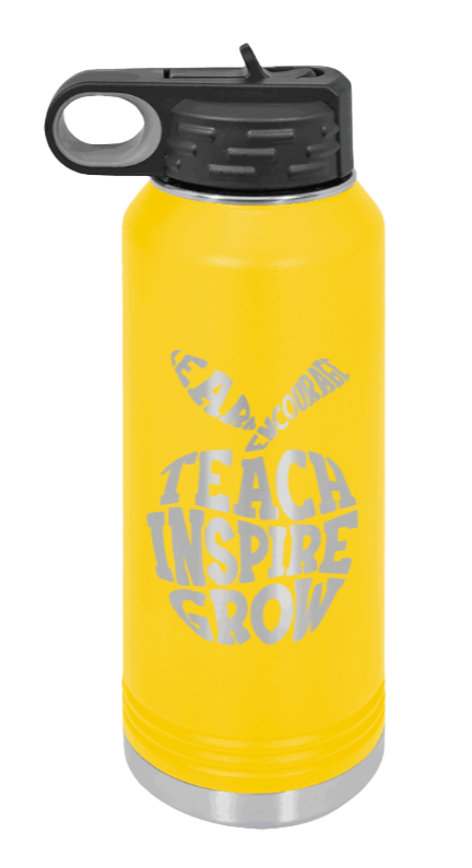 Teacher Life - 32oz Water Bottle Laser Engraved- Yellow