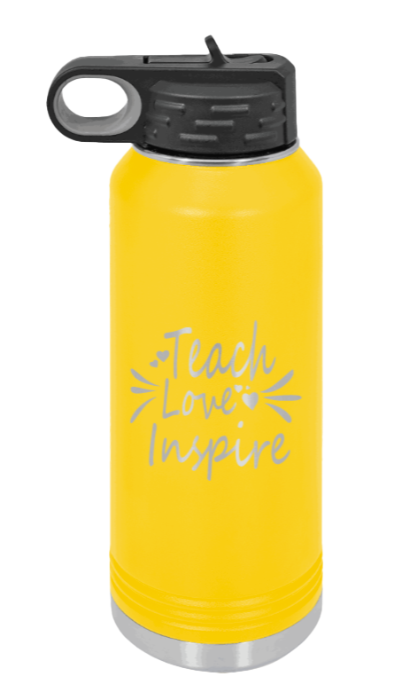 Teach Love Inspire - 32oz Water Bottle Laser Engraved- Yellow