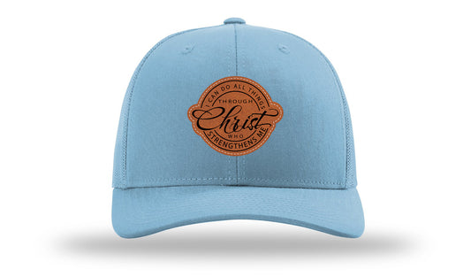 I Can Do All Things Philippians 4:13 Leather Patch Richardson 112 Hat-Columbia Blue
