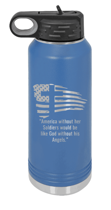 Soldiers and Angels - 32oz Water Bottle Laser Engraved- Royal Blue
