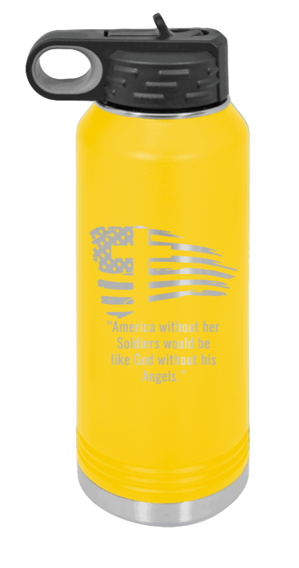 Soldiers and Angels - 32oz Water Bottle Laser Engraved- Yellow