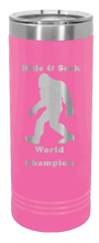 Load image into Gallery viewer, Sasquatch Hide and Seek World Champion Laser Engraved Skinny Tumbler (Etched)
