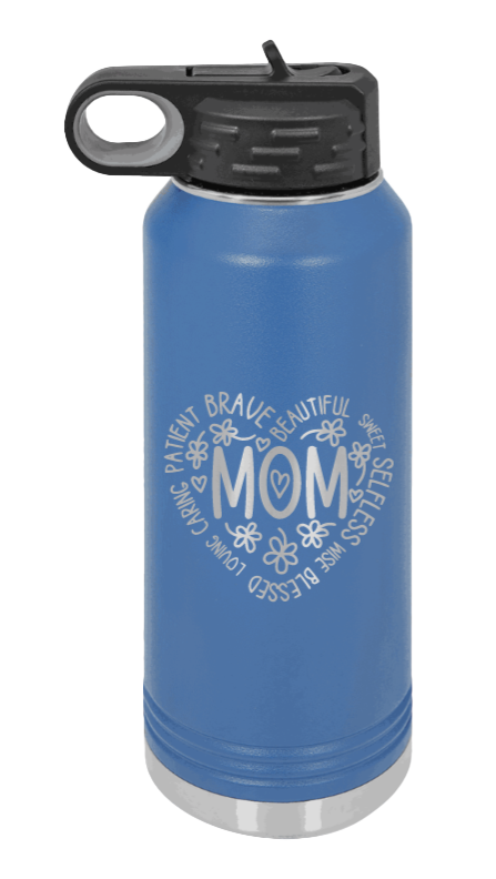 Mom - 32oz Water Bottle Laser Engraved- Royal Blue