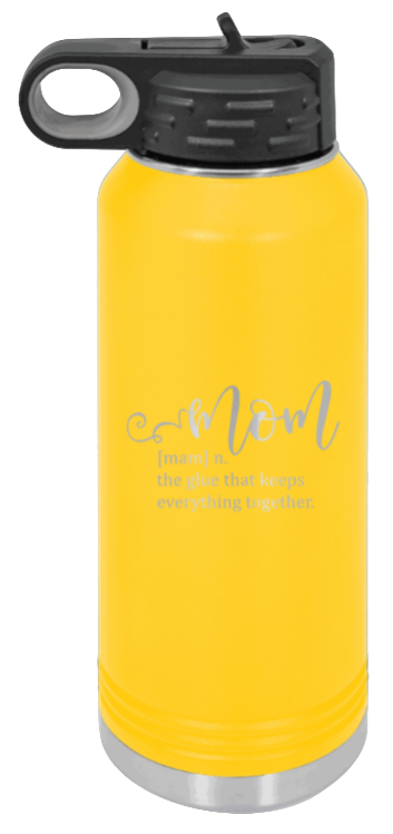 Mom Definition - 32oz Water Bottle Laser Engraved- Yellow