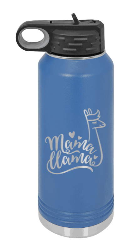 Mama Llama - 32oz Water Bottle Laser Engraved- Royal Blue