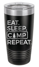 Load image into Gallery viewer, Eat Sleep Camp Repeat Laser Engraved Tumbler (Etched)

