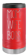 Load image into Gallery viewer, Mom Wife Boss Laser Engraved Slim Can Insulated Koosie
