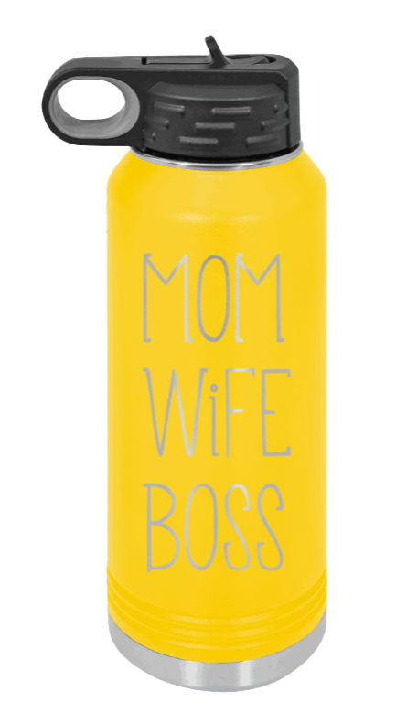 Mom Wife Boss - 32oz Mug Laser Engraved- Yellow