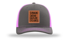 Load image into Gallery viewer, I Run On Caffeine Chaos and Cuss Words Leather Patch Richardson 112 Hat