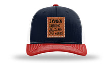 Load image into Gallery viewer, I Run On Caffeine Chaos and Cuss Words Leather Patch Richardson 112 Hat