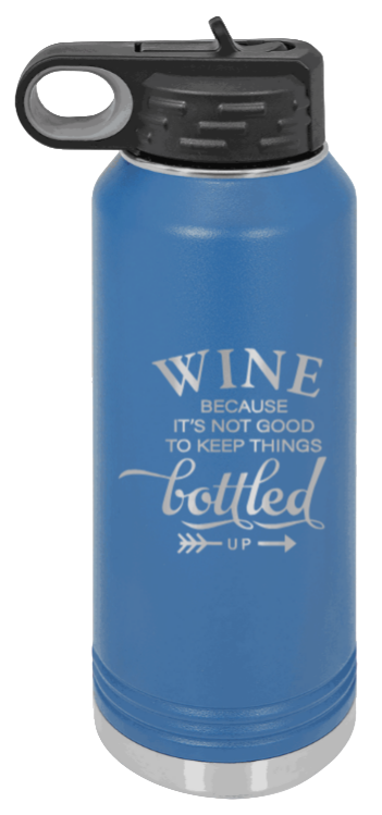 Wine Bottled Up - 32oz Mug Laser Engraved- Royal Blue