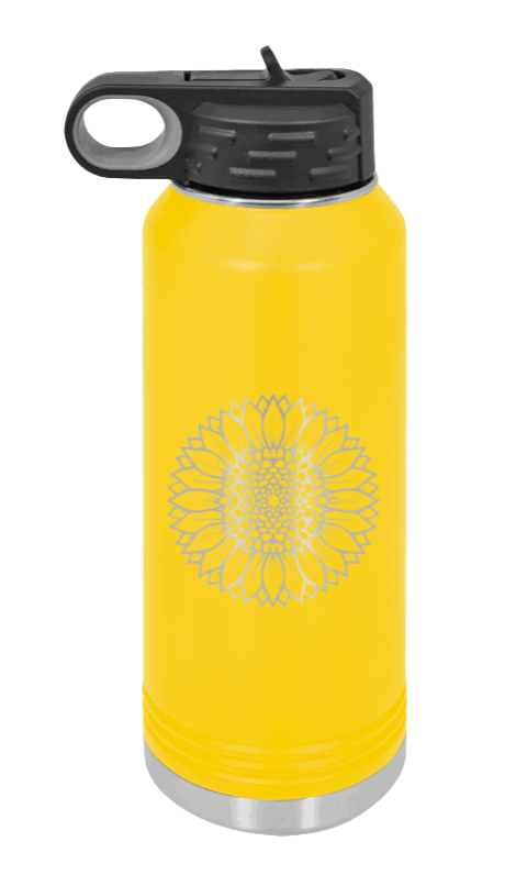 Sunflower - 32oz Water Bottle Laser Engraved- Yellow