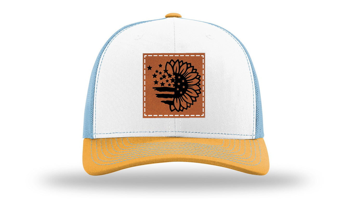 Sunflower Flag Leather Patch Richardson 112 Hat