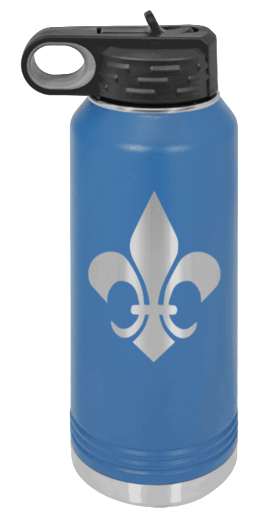 Fleur-de-lis - 32oz Water Bottle Laser Engraved- Royal Blue