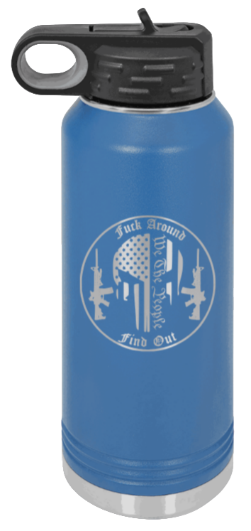FAFO Punisher - 32oz Water Bottle Laser Engraved- Royal Blue