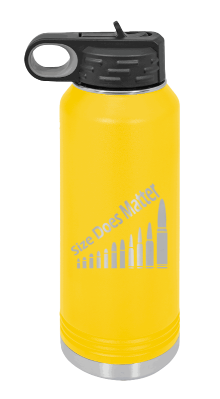 Size Matters - 32oz Water Bottle Laser Engraved- Yellow