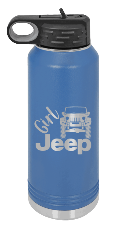 Girl Jeep JK - 32oz Water Bottle Laser Engraved- Royal Blue