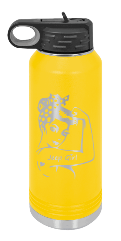 Jeep Girl - 32oz Water Bottle Laser Engraved- Yellow