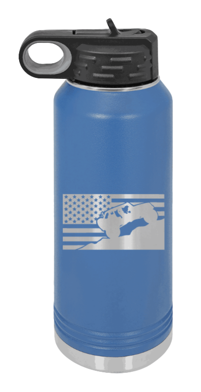 Jeep Flag 2 - 32oz Water Bottle Laser Engraved- Royal Blue