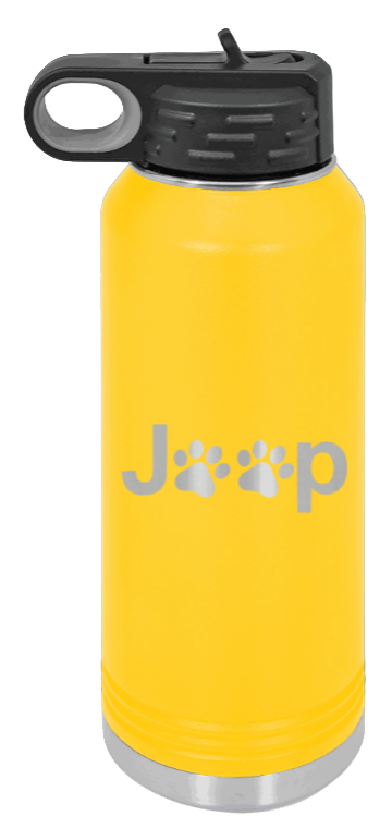 Jeep Paws - 32oz Water Bottle Laser Engraved- Yellow