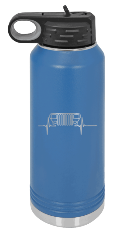 YJ Heartbeat - 32oz Water Bottle Laser Engraved- Royal Blue