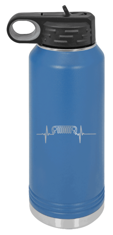 JK Heartbeat - 32oz Water Bottle Laser Engraved- Royal Blue