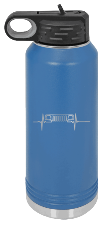 WJ Heartbeat - 32oz Water Bottle Laser Engraved- Royal Blue