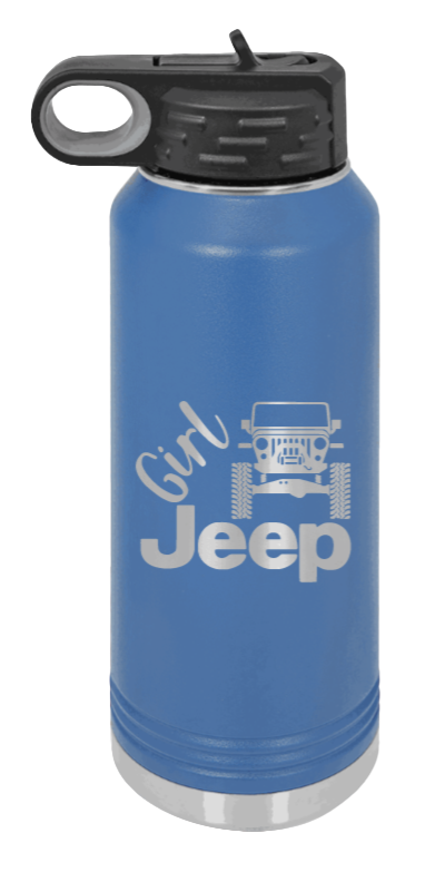 Girl Jeep TJ - 32oz Water Bottle Laser Engraved- Royal Blue
