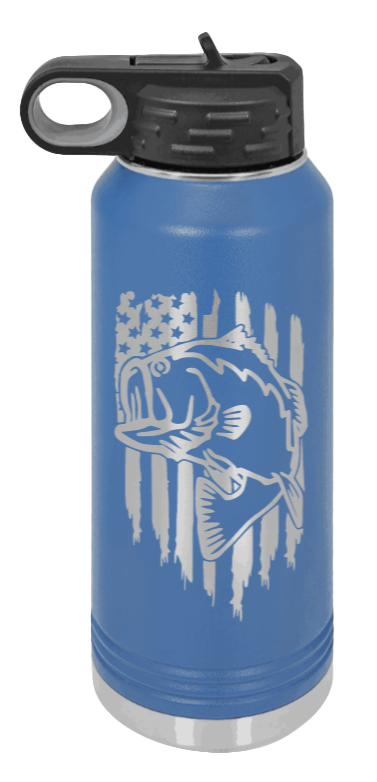 Bass Flag - 32oz Water Bottle- Royal Blue