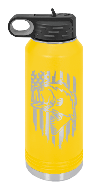 Bass Flag - 32oz Water Bottle- Yellow