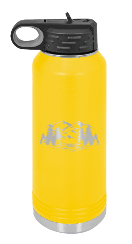 Mountains - 32oz Water Bottle- Yellow