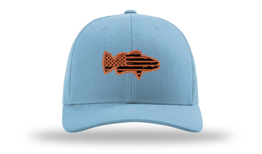 Distressed Flag Bass Leather Patch Richardson 112 Hat