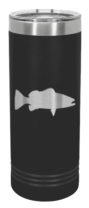 Bass Silhouette Laser Engraved Skinny Tumbler (Etched)