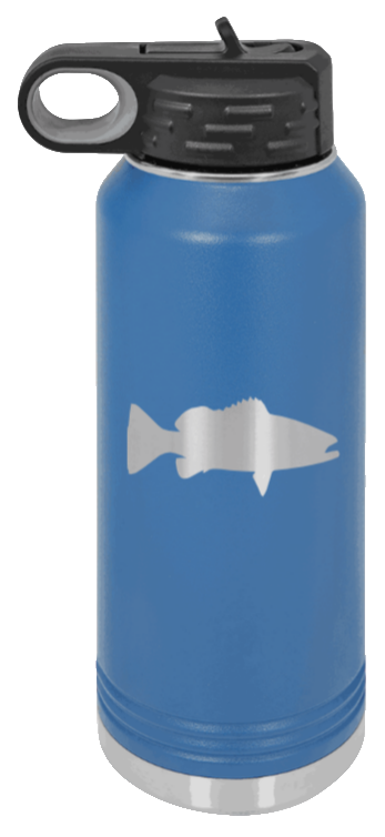 Bass Silhouette - 32oz Water Bottle- Royal Blue