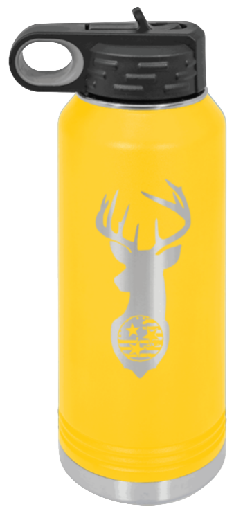 Tristar Flag Deer - 32oz Water Bottle- Yellow