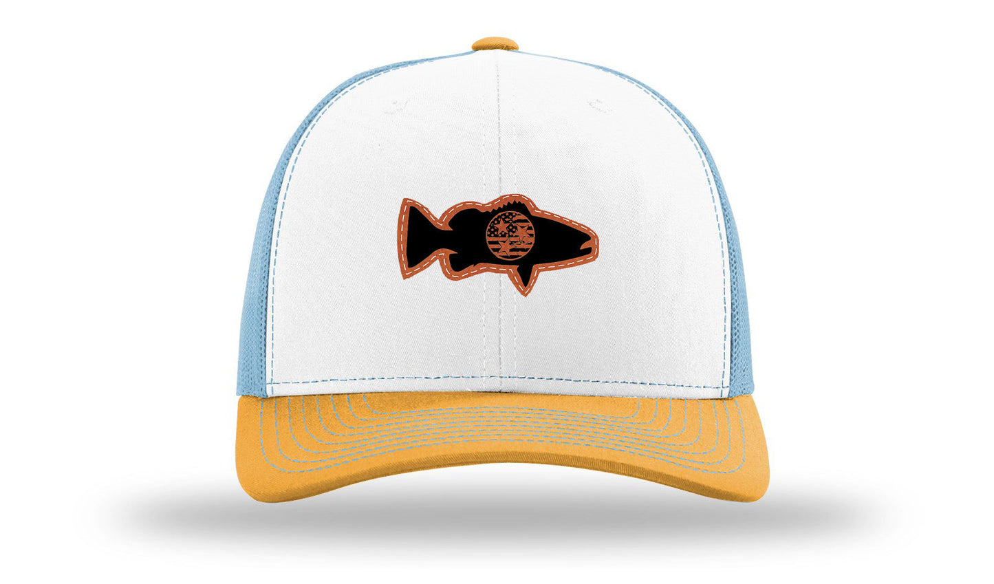 Tristar Flag Bass Leather Patch Richardson 112 Hat