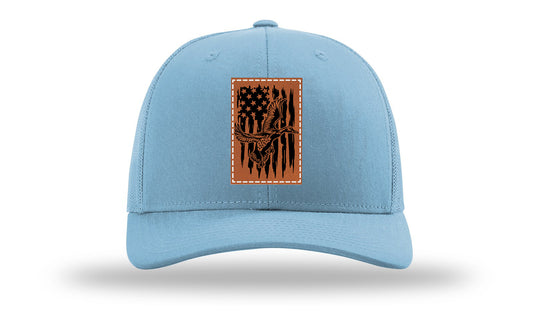 Duck Flag Leather Patch Richardson 112 Hat-Columbia Blue