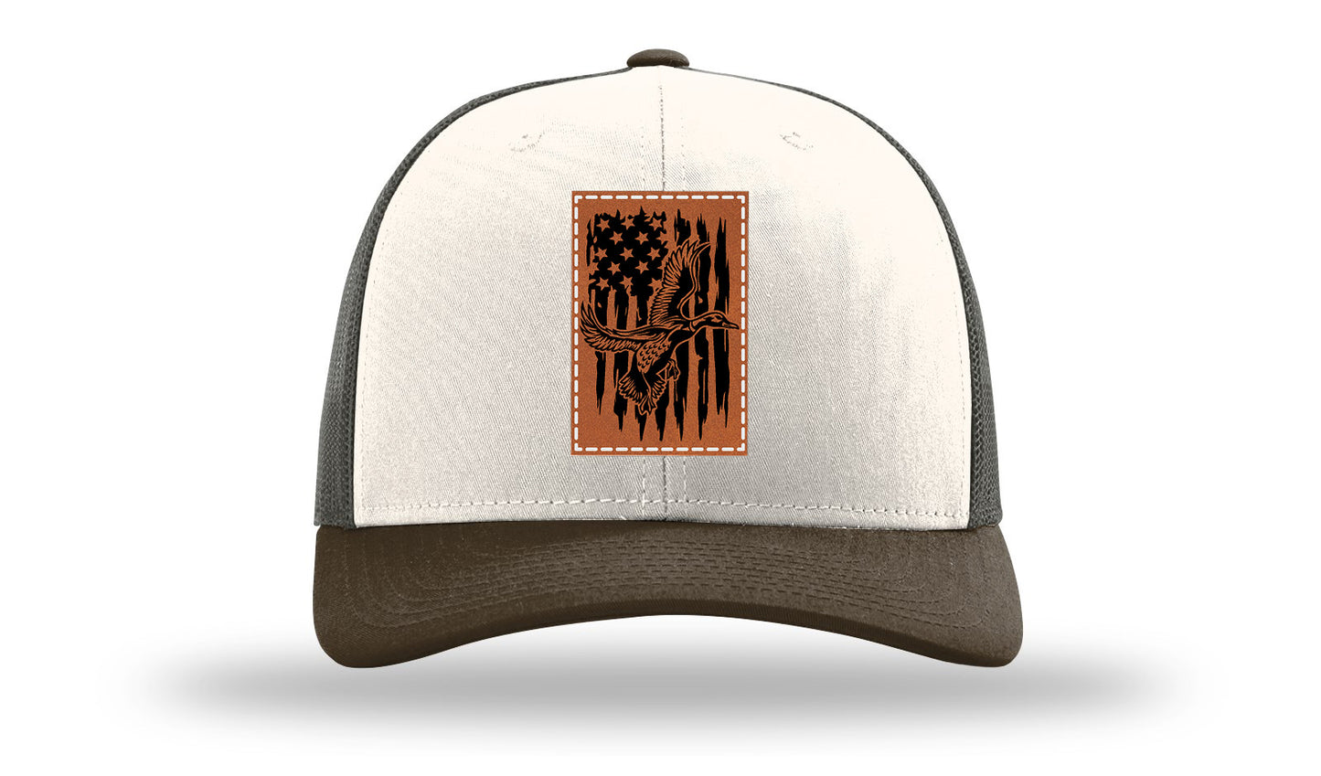 Duck Flag Leather Patch Richardson 112 Hat-Cream / Gray Brown / Brown