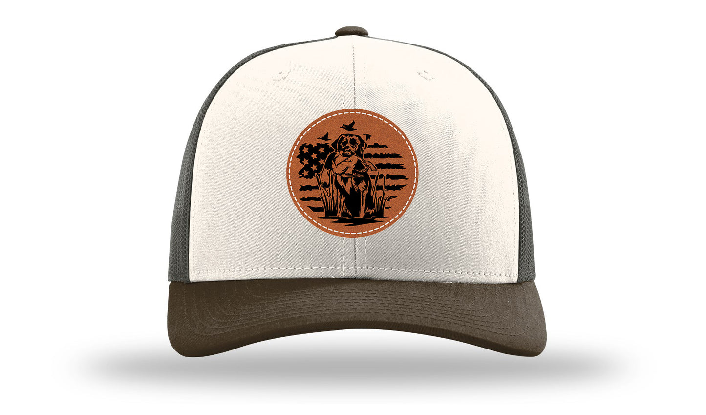 Retriever With Duck Leather Patch Richardson 112 Hat-Cream / Gray Brown / Brown