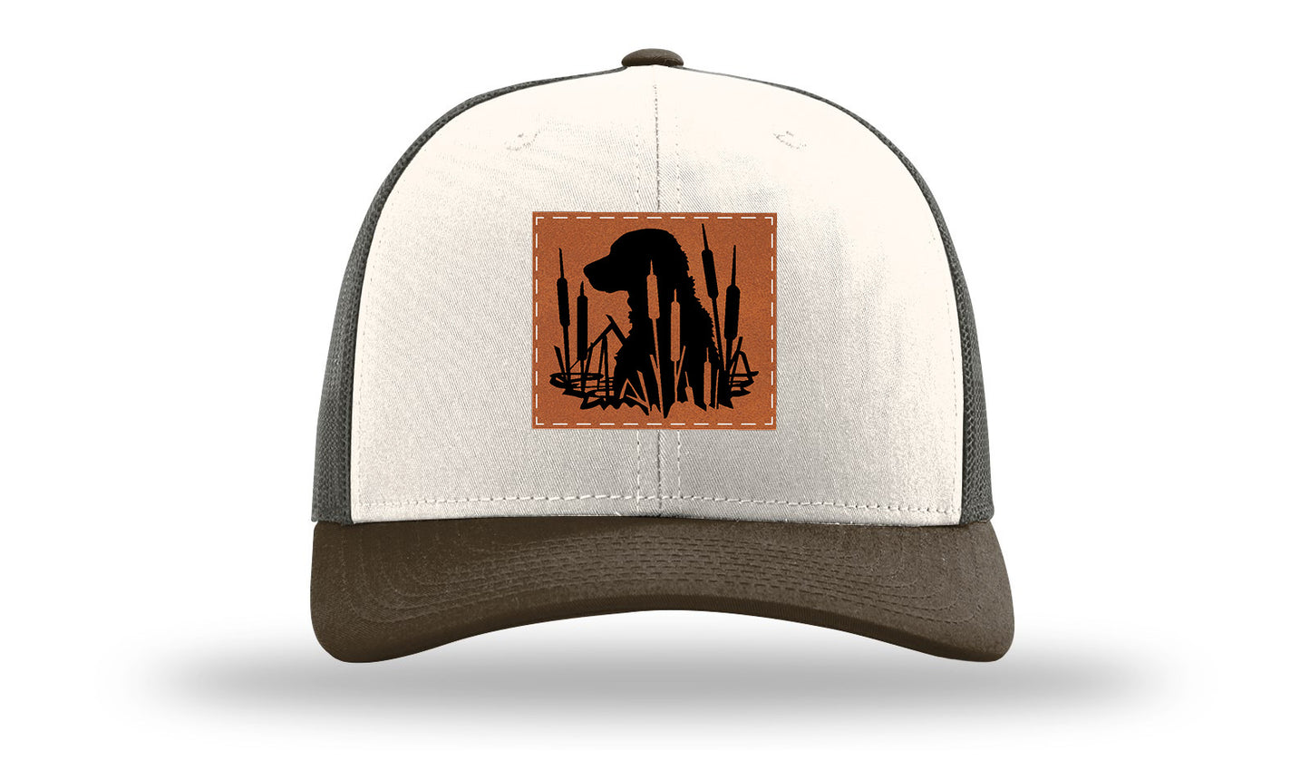 Retriever In Cattails Leather Patch Richardson 112 Hat-Cream / Gray Brown / Brown